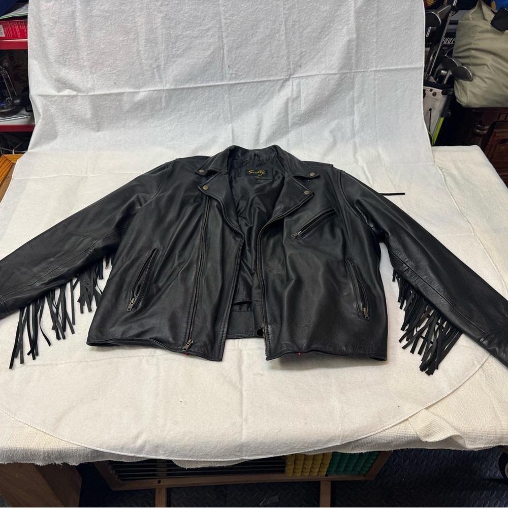 Scully Black Leather Fringe Cropped Jacket